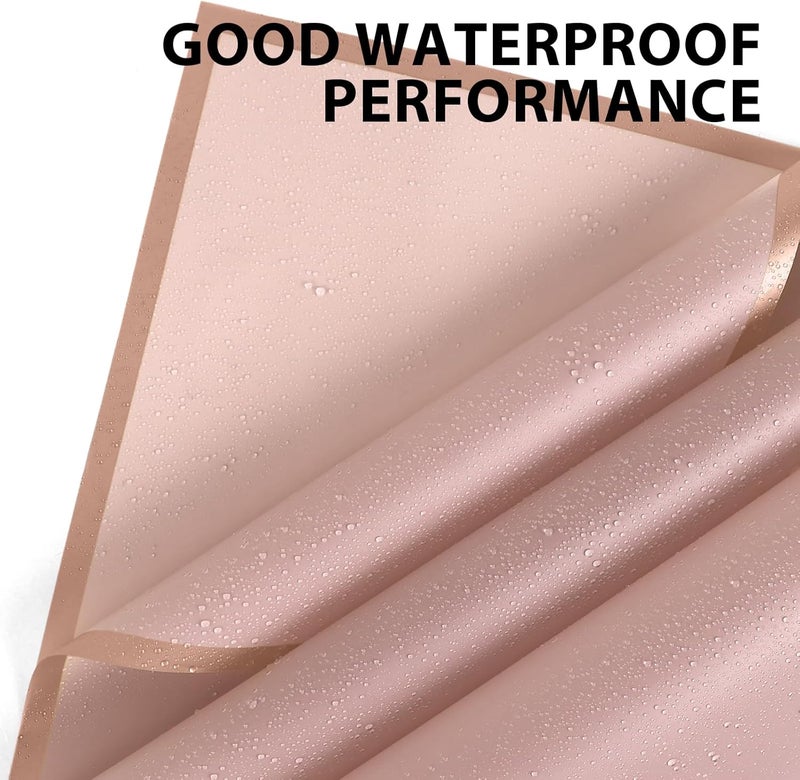 FUHITIM 20 Sheets Flower Wrapping Paper - Waterproof Floral Bouquet Wrapping Paper, Florist Supplies Packaging Paper for Wedding Birthday Gift DIY (Dark Pink) - Image 3